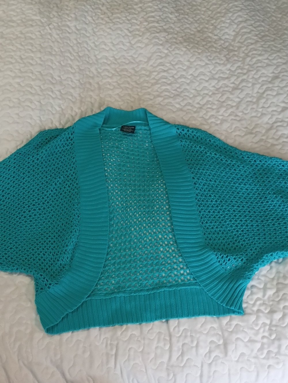 Faded Glory Turquoise Open-Knit Shrug